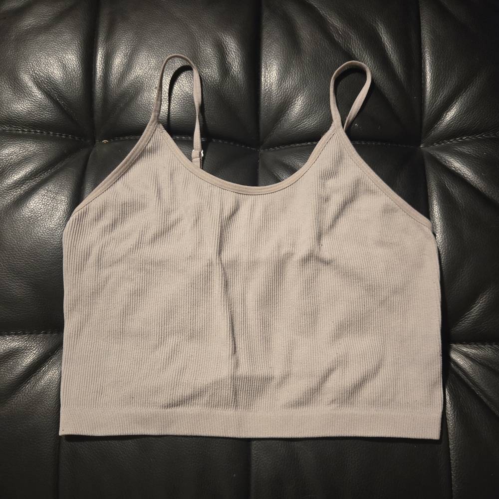 Light White Ribbed Crop Top